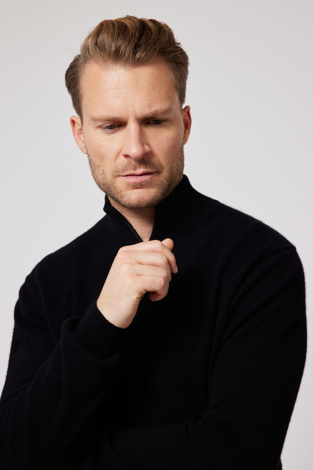 カシミヤ100% ベーシック クルーネック セーター メンズ